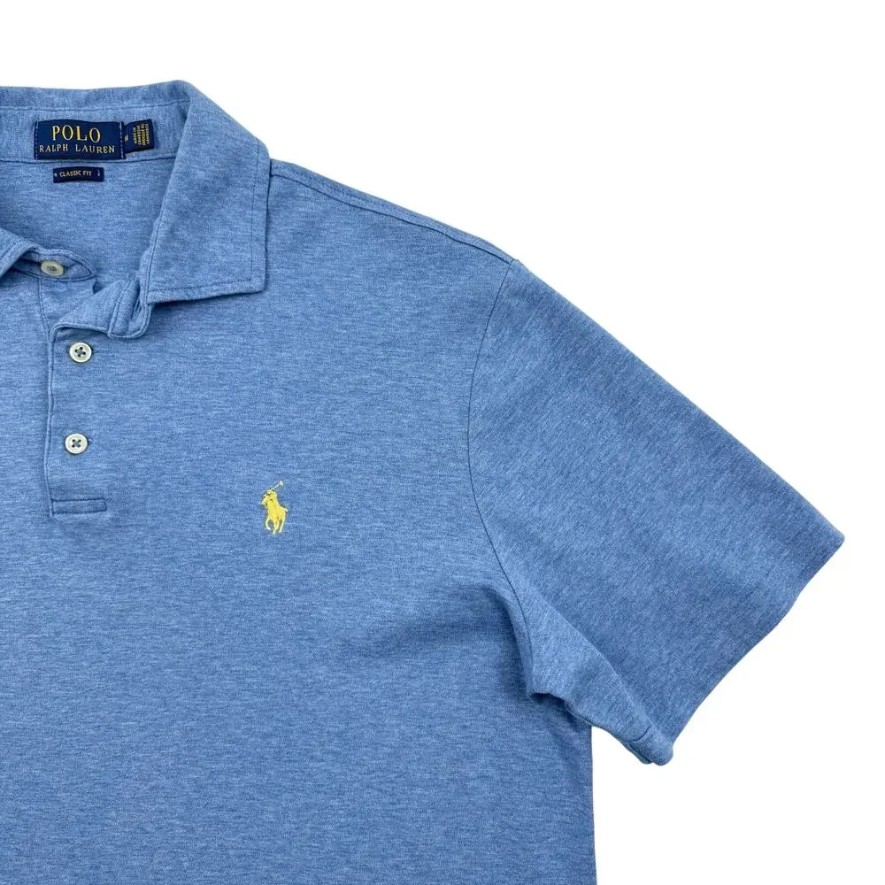 Polo Ralph Lauren Polo Shirt Classic Fit Medium Blue Heather Preppy Cotton